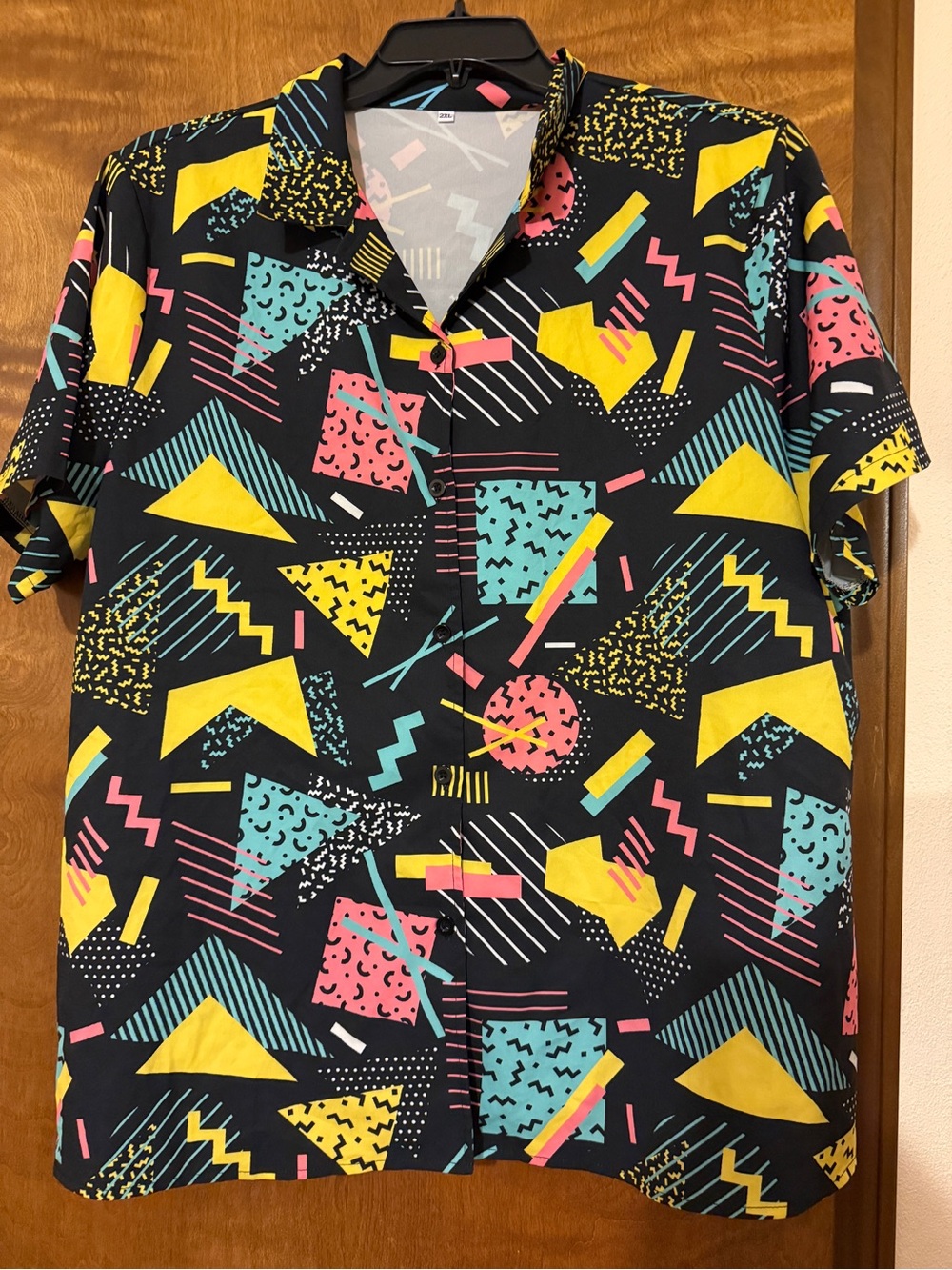 90s Retro Saved By The Bell-Style Short-Sleeve Button-Down Shirt NWOT